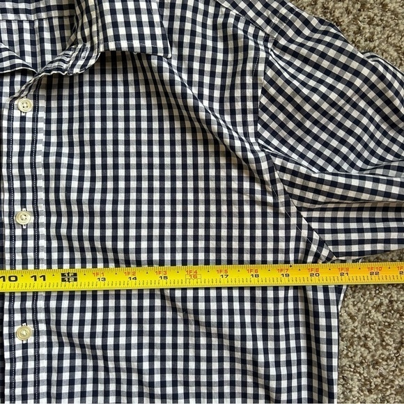🦋 Banana Republic Tailored Slim Fit Blue Checkered Button Down Large - Picture 5 of 6